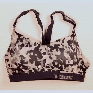 Victoria Sport Bra Gray Black Camo Lightweight 34A
